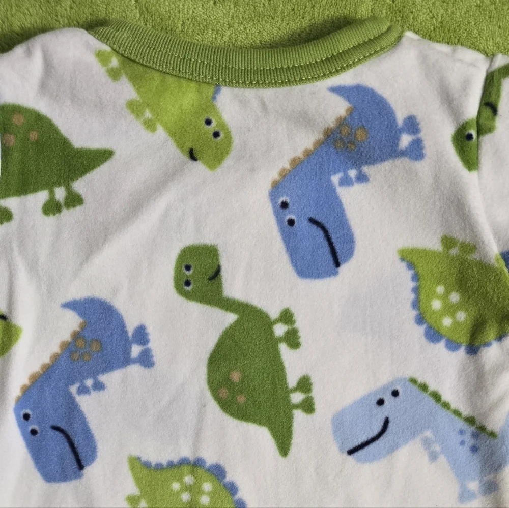 NWT  0-9M Baby Boys Snuggle Me Sleep-bag Dinosaur White Blue & Green Fleece (Q1)